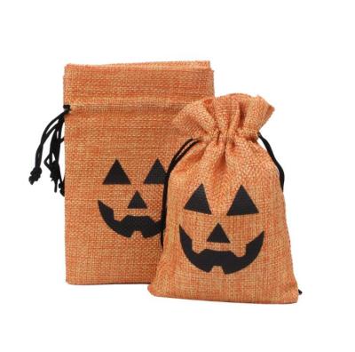 China Custom Canvas Drawstring Bag Eco-Friendly Reusable Burlap Gfit Halloween Logo Printed Promotional Small Pouch for sale