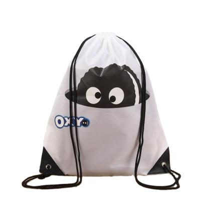 China Custom Logo Drawstring Sports Bag 190T/210D polyester bag handle rope reusable wholesale polyester backpack for sale