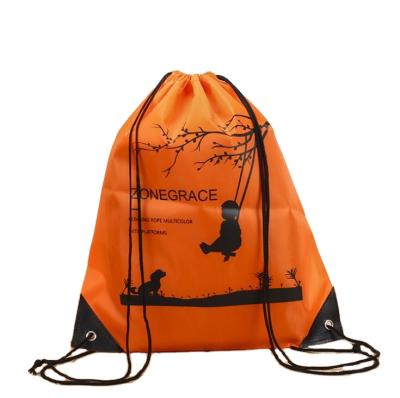 China Hot Selling Reusable 210D Polyester Recyclable Drawstring Bag Backpack Daily Reusable Polyester Bag for sale