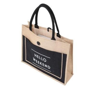 China New Design Strong Jute Tote Bag Reusable Capacity High Quality Shopping Jute Bag for sale