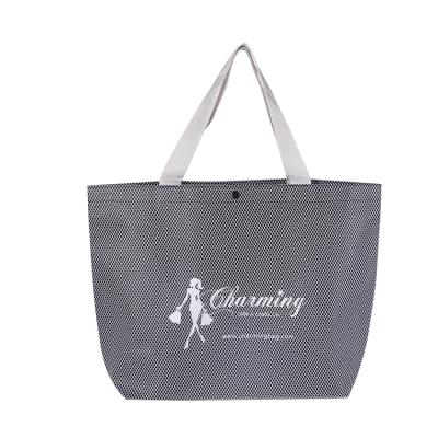 China Eco-friendly Promotional Reusable Reusable Polyester Mesh Shopping Bag Design Mesh Nonwoven Splicing Bag New for sale