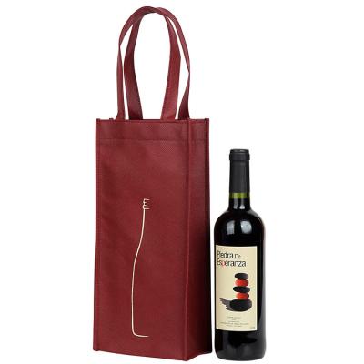 China Custom Made Eco-friendly Portable Promotional Tote Bag Wine Bottle Logo Printing Reusable Non Woven Bag for sale