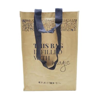 China Manufacturer Reusable Packaging Laminated Eco Bag Portable Kraft Shopping Wine Bottle PP Woven Bag for sale