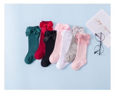 China Newborn Kids Girls Student Socks Princess Girls Kids Knee Socks New Babies Cotton Bow Knee High Toddler Viable Socks for sale