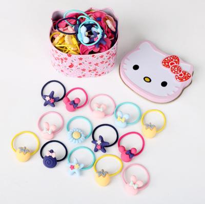 China Hot sale korean colorful hair accessories tie hair style girls cloth rubber headband for sale