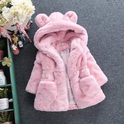 China New Design Regular Soft Winter Warm Hooded Artificial Fur Casual Zipper Clothes Baby Coat for sale