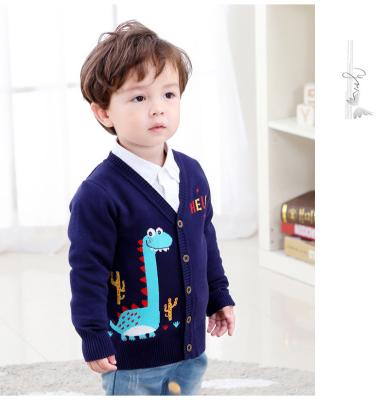 China New Design Cotton Baby Clothing Breathable V-Neck Kids Knit Animal Pattern Sweater for sale