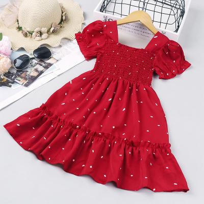 China 2022 New Viable Designs Summer Girls Dress Polka Dot Flying Sleeve Princess Dress for sale