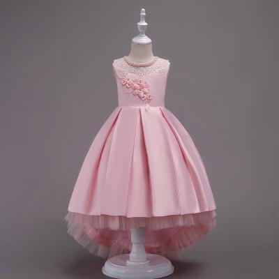 China Viable Long Dress Big Children's Long Tail Princess Dress Girl Lace Performance Dress for sale