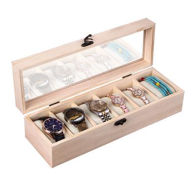 China Wood Made In China OEM ODM Logo Custom Acrylic Clear Watch Organizer Window Wooden Watch Boxes for sale