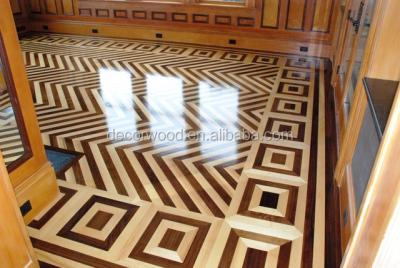 China Interior walnut and maple hardwood laser cut medallion and parquet borders for sale