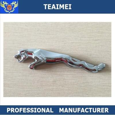 China Decorative Car Front Grill Emblems , Silver Jaguar Metal Car Badges for sale