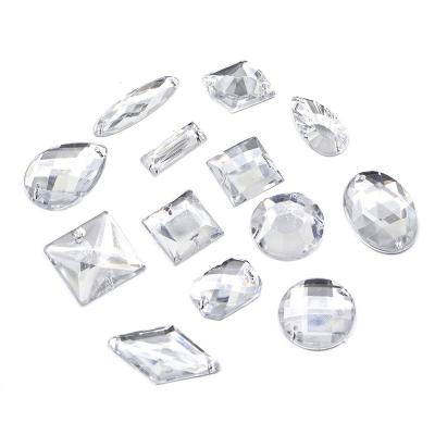 China Special Shaped Transparent Glass Clothing Accessories Bulk Crystal DIY Flatback Hand Rhinestones Rhinestones for sale