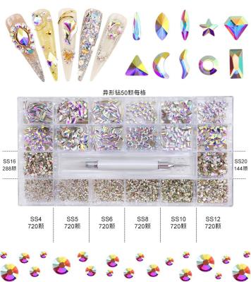 China Nail Charms Jewelry Flat Bottom Different Shape Rhinestone Nails Crystal Nail Rhinestones Art 3d Glass Rhinestone For Nail Art Decoration for sale