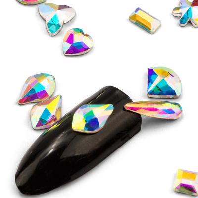 China Hot Wholesale Magic Rhinestone Color Flat Bottom Rhinestones AB Nail Stones Shaped Drill Diy Glass Nail Art Rhinestones for sale