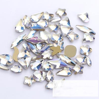 China Easy Apply Wholesale Flat Glass Nail Art Rhinestones Mini Mixed 3d Crystal Magic Color Transparent Aurora Rhinestone Nail for sale