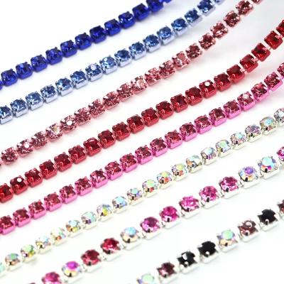 China Wholesale 2mm-4mm Flatback Rhinestones For Diy Shoes Bags Crystal Glass Chain Colorful Cup Chain Rhinestones Clothes for sale