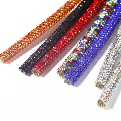 China Flatback Crystal Rhinestone Rope 6mm Round Pipe Glass PVC Network Pipe Soft Rhinestone Rope for sale