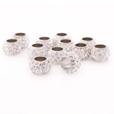 China Big Hole Shinning Spacer Beads Soft Pottery Inlaid Faux Stone Bead Inner Hole 7mm Diy Accessories Spacer Bead For Jewelry Making for sale