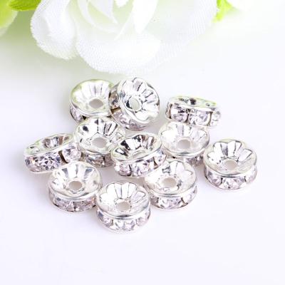 China DIY Spacer Bead 4-10mm Round Rhinestone Studded Spacer Bead Diy Glass Bead For Jewelry Making for sale