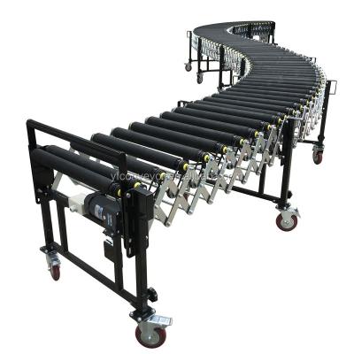 China New Style Fire Resistant Flexible Powered Roller Conveyor for Loading and Unloading Bag Goods for sale