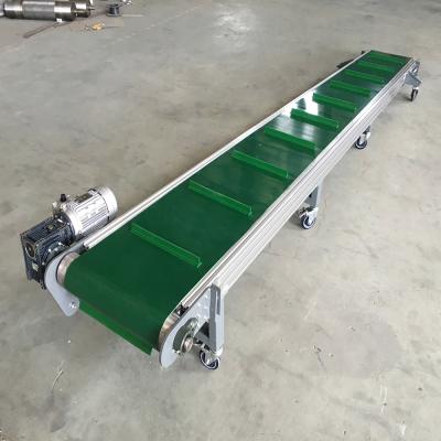 China PVC Belt Conveyor Low Angle Fire Resistant Aluminum Inclined Belt Conveyor With Baffle for sale