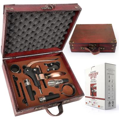 China Viable Antique Wooden Box Rabbit Wine Corkscrew Wine Accessories Gift Set for sale