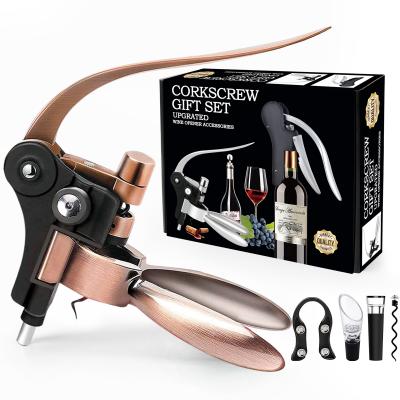 China 2021 Red Wine Factory Supply Wine Accessory Sets Rabbit Wine Opener Corkscrew Wine Accessories Gift Set for sale