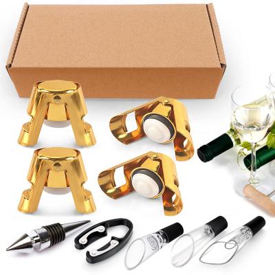 China Viable promotion 9 pieces of wine accessory gift set including wine stopper champagne stopper wine pourer for sale