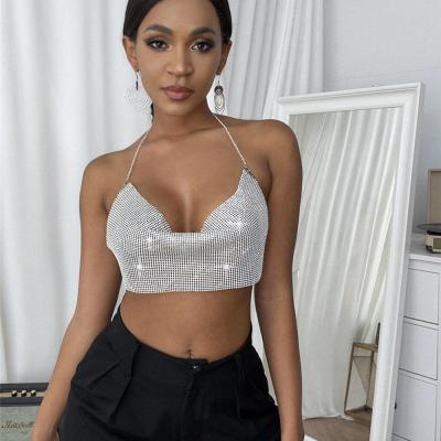 China SHIHAN QUICK DRY 615 2021 Women Fashion Big Boob Party Tube Crop Sexy Crystal Tops for sale