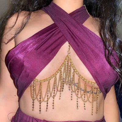 China SHIHAN Adjustable Sexy Metal Body Chain Rhinestone Alloy Nipple Bra Chain FASHIONABLE Luxury Body Jewelry For Women Bikini Beach Jewelry for sale