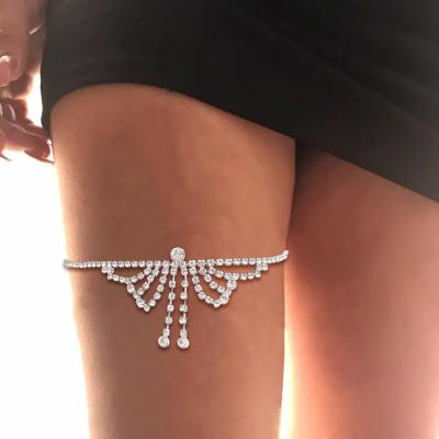 China SHIHAN Women Body Jewelry FASHION Crystal Butterfly Silver Leg Chain Rhinestone Harness Matched Belly Chains Anklets Available for sale