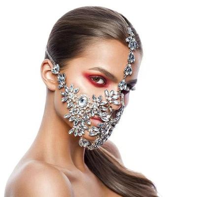 China Rhinestone SHIHAN 2021 Hot Selling Halloween Crystal Masks Cover Jewelry For Women Handmade Shiny Rhinestone Christmas Party Mask Jewelry for sale