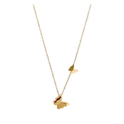 China SHX053 Double Butterfly Rose Gold Necklace Stainless Steel Pendant Necklace Special Titanium Steel Clavicle Chain For Lady for sale