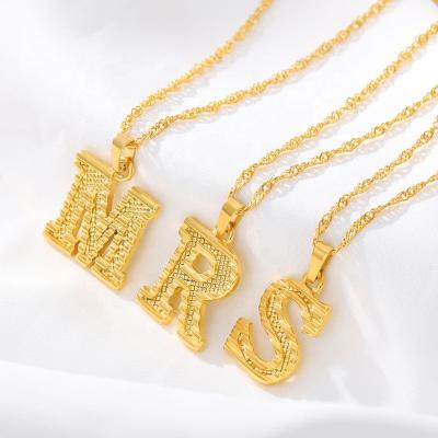 China New A-Z Big Letter Alphabet Gold Plated 18K Stainless Steel Alphabet B Initial Letter Necklace Hiphop SHIHAN 00839 Pendant Necklace for sale