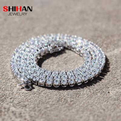 China SHIHAN 101 5mm Gold Plating Round Cut Shiny Diamond Tennis Chain Necklace Hip Hip Iced Out CZ Crystal Tennis Chain Necklace for sale