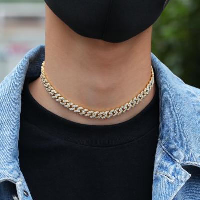 China FASHIONABLE SHIHAN 1095 18k Gold Finish Iced Out Thick Miami Cuban Link Chain Hip Hop Necklace Miami Cuban Link CZ Miami Chain Necklace for sale