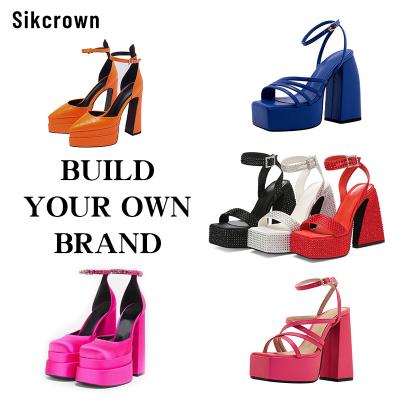 China Fashion Trend Custom New Style Women Summer Logo Support Shoes Custom Made Women Sandalias Feminina Platform Casual High Heels Sandals for sale