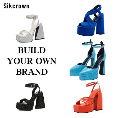 China Fashion Trend Custom Dropshipping Pointe Shoes Sandalia Feminina Support Logo Shape 12cm High Heel Suppliers Custom Platform Sandals for sale