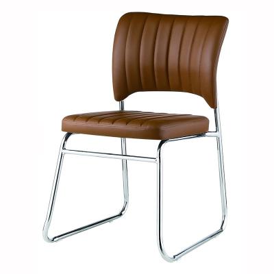 China Modern Design Latest Design Commercial Furniture Black Leather Soft Back Legs Metal Without Armrests Office Chair for sale