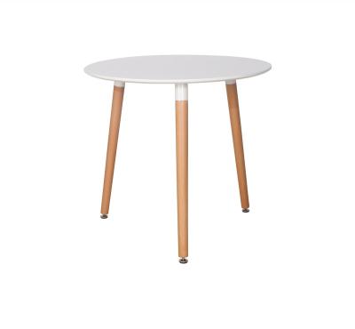 China Modern design high quality modern home furniture comfortable white wooden leg MDF round table dining table for sale