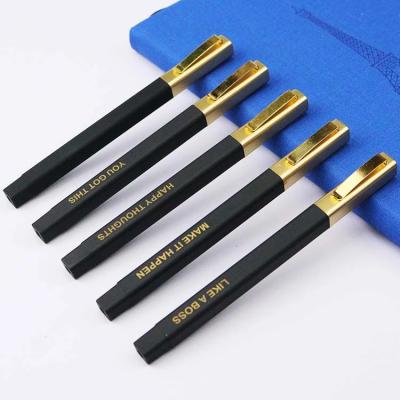 China Promotional Luxury Gold Clip Pen High Quality Hotel Square Rubber Ball Pen With Custom Logo for sale