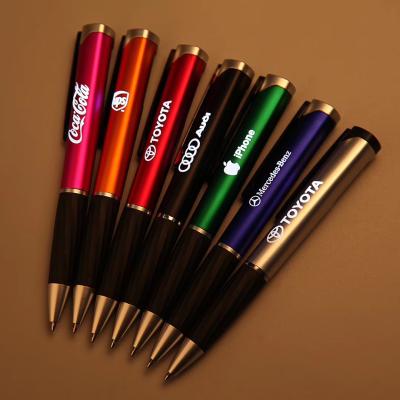 China Daily Checks Customized Laser Light Led Up Ball Point Pen With Rubber Ink Light Ball Pens Custom Logo Engraved Handle-Personalised for sale