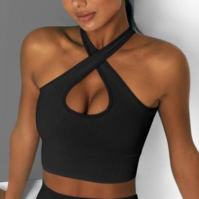 China Viable Wholesale Custom Logo Solid Color Candy Yoga Yoga Bra Top Fitness Sports Wear Women Quality Sports Bra for sale