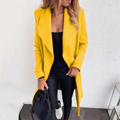 China 2021 Autumn Clothing Breathable Fashionable Lapel Long Sleeve Blazer Plus Size Slim Cardigan Solid Color Women Jacket Tops for sale