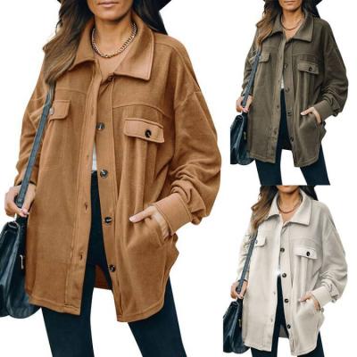 China 2021 Wholesale Fashion Women's Breathable Jackets Buttoned Solid Color Ladies Coated Spring Autumn Winter Jacket Woman for sale