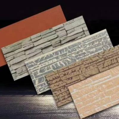 China Modern Green Building Material Heat Insulation PU Foam Sandwich Panel Embossed Metal Facade Panels for sale