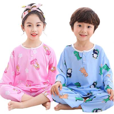 China Fiber Summer Kids Girls Sleepwear Breathable Two Piece Squishy Pajamas Sets Clothes for sale