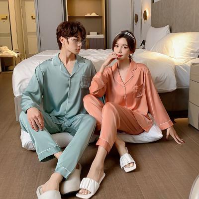 China QUICK DRY couples matching mens ice silk pajamas piezas de DOS pajamas pijama de diseno his and hers matching pajamas for sale