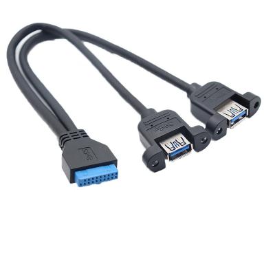 China Wholesale High Quality USB3.0 COMPUTER 2 Female Ports to 20pin IDC Cable for Computer Data Transfer Dual USB 3.0 Cables Adapter for sale